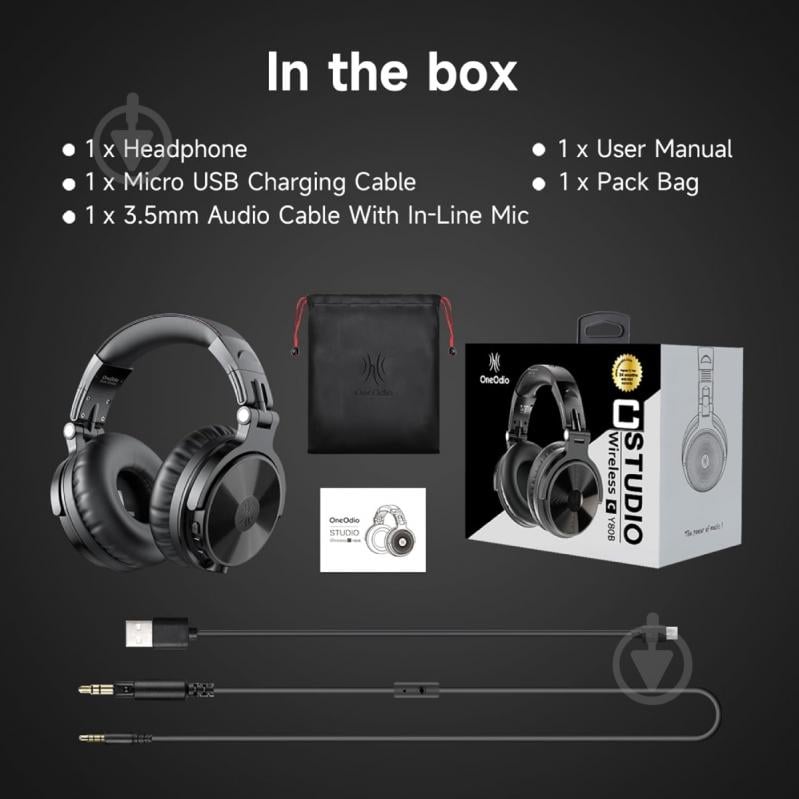 Bluetooth-гарнитура Oneodio Studio (Pro C Black) - фото 6 Bluetooth-гарнитура Oneodio Studio (Pro C Black) - фото 6