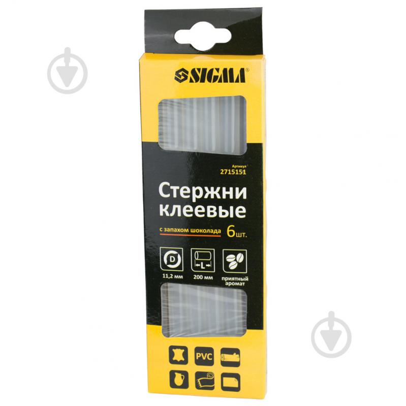 Стрижні клейові Sigma запах шоколаду 200 мм 11,2 мм 6 шт. 2715151 - фото 1