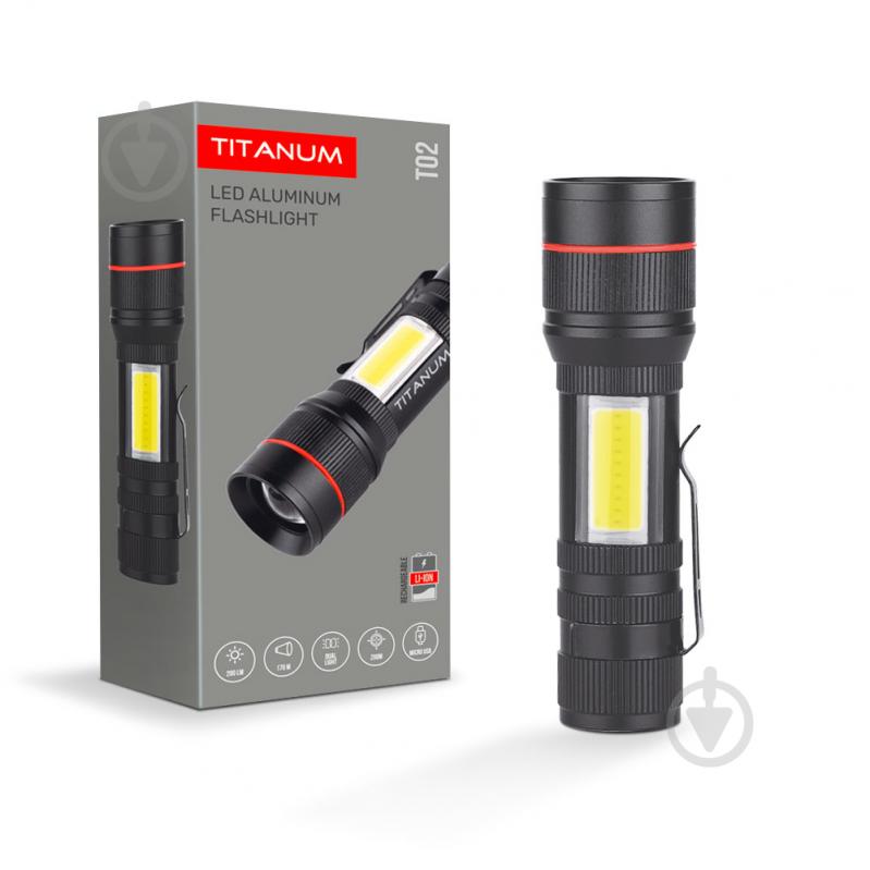 Светодиодный фонарик TITANUM TLF-T02 200Lm 6500K черный - фото 1