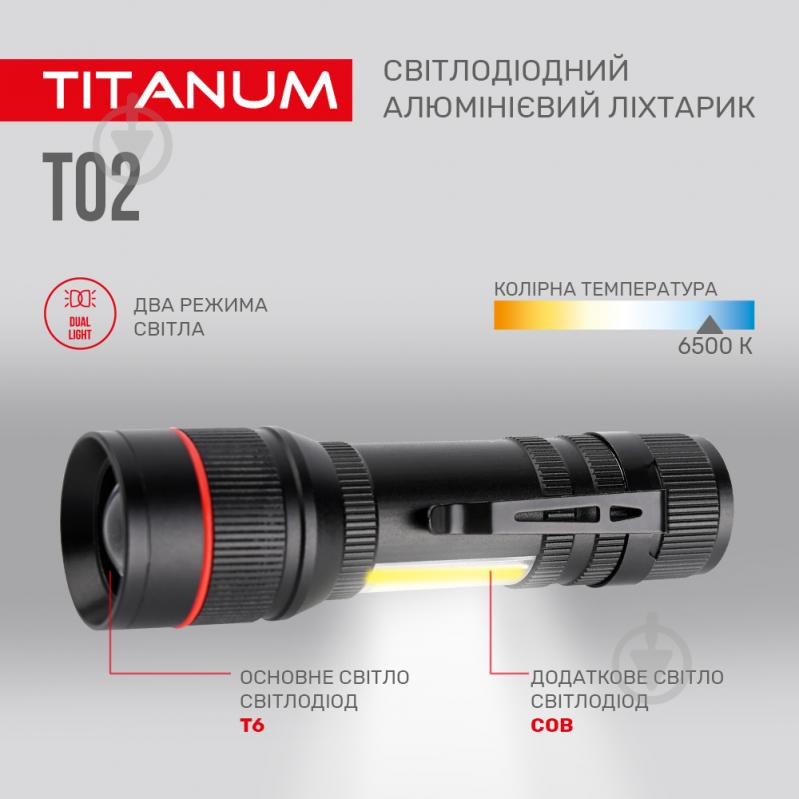 Светодиодный фонарик TITANUM TLF-T02 200Lm 6500K черный - фото 6