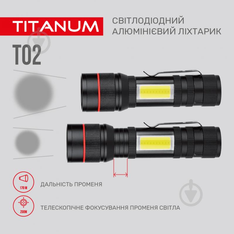 Светодиодный фонарик TITANUM TLF-T02 200Lm 6500K черный - фото 9