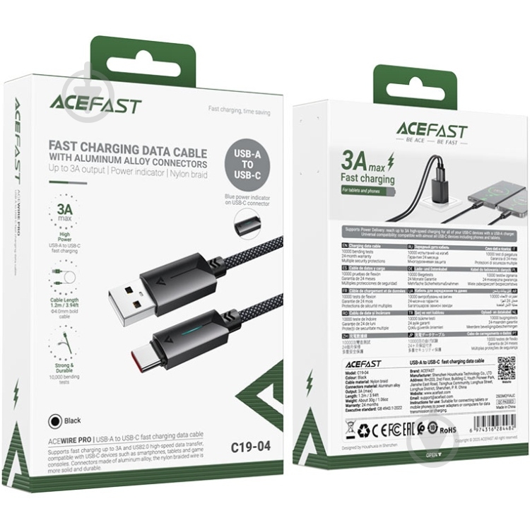 USB-кабель Acefast C19-04 1,2 м черный (6974316284482) - фото 4