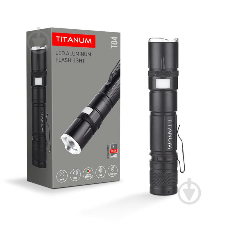 Светодиодный фонарик TITANUM TLF-T04 300Lm 6500K черный - фото 1