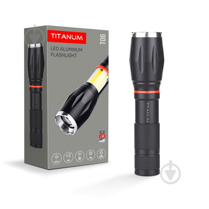 Светодиодный фонарик TITANUM TLF-T06 300Lm 6500K черный - фото 1