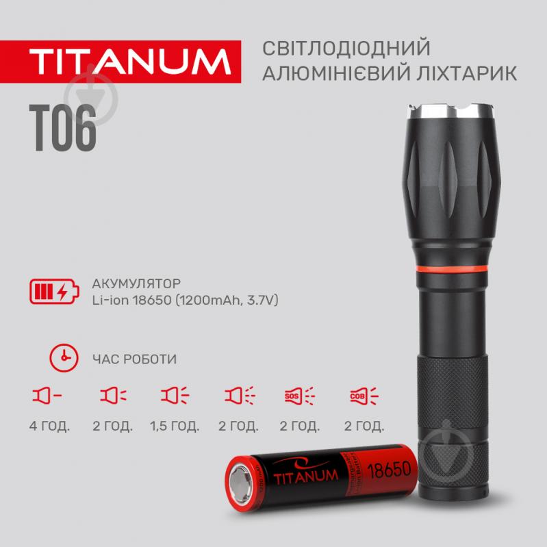 Светодиодный фонарик TITANUM TLF-T06 300Lm 6500K черный - фото 4