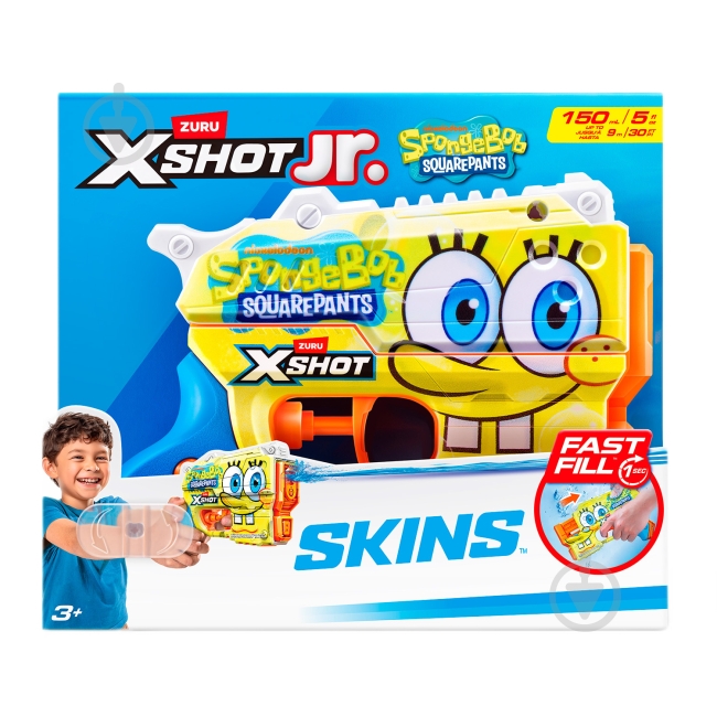 Бластер водный X-Shot Fast Fill Spongebob Yellow 118199A - фото 2 Бластер водный X-Shot Fast Fill Spongebob Yellow 118199A - фото 2