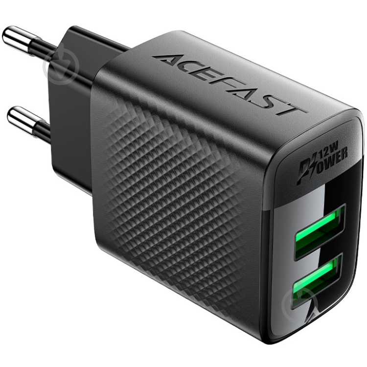 Зарядное устройство Acefast 2xUSB 12W (USB-Ax2) A86 Black - фото 2