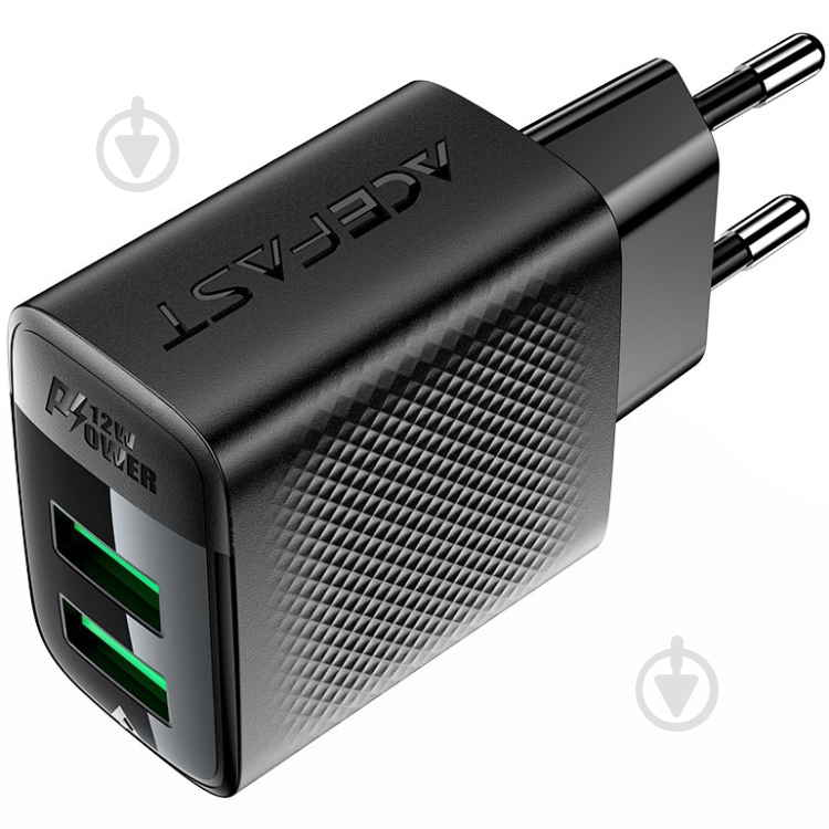 Зарядное устройство Acefast 2xUSB 12W (USB-Ax2) A86 Black - фото 3