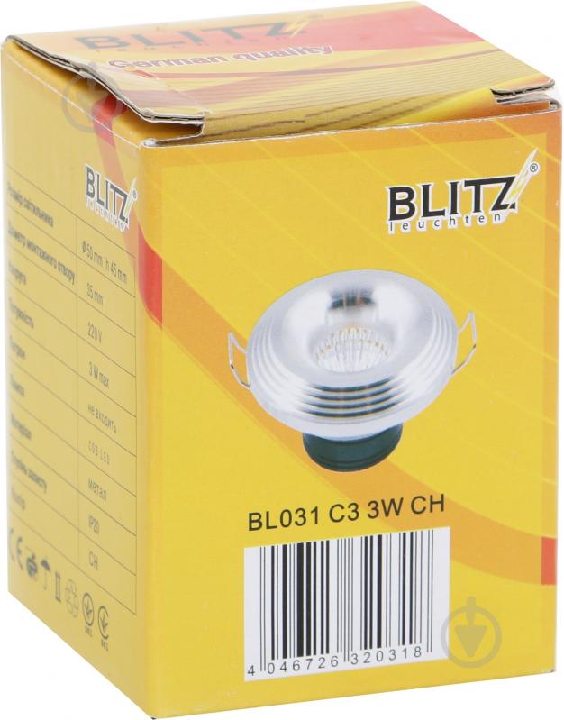 Світильник точковий Blitz LED 6000 К алюміній BL031 C3 3W CH - фото 4