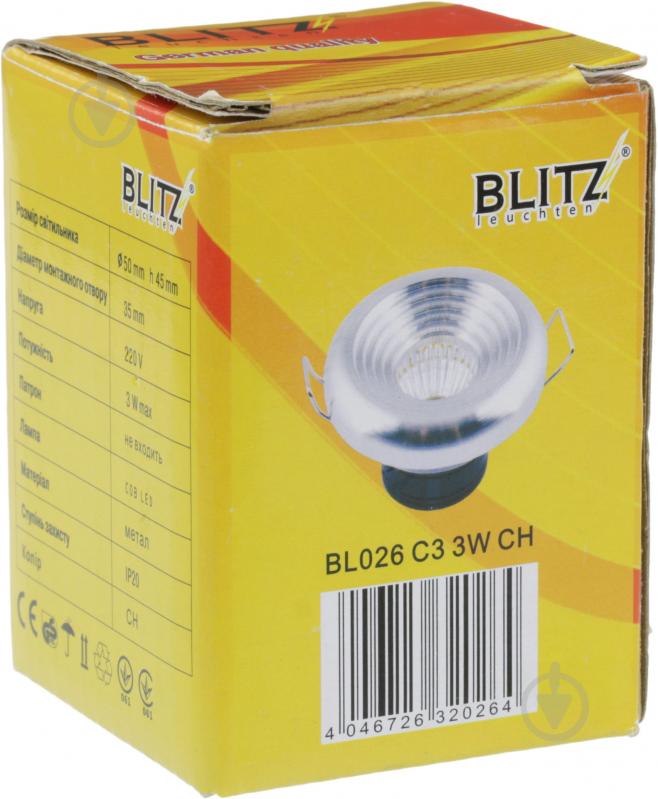 Світильник точковий Blitz LED 6000 К хром BL026C3 3W CH - фото 4