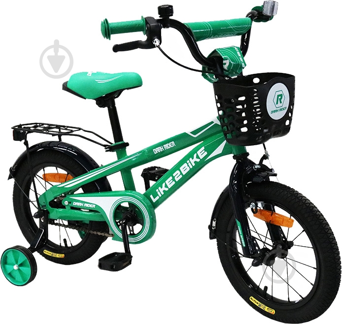 Велосипед детский Like2bike Dark Rider 14'' черно-зеленый 201403 - фото 1