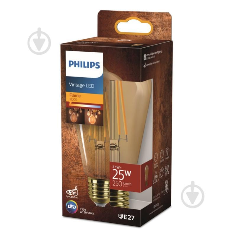 Лампа світлодіодна Philips ST64 3,1 Вт E27 1800 К 220 В прозора 929003628401 - фото 1