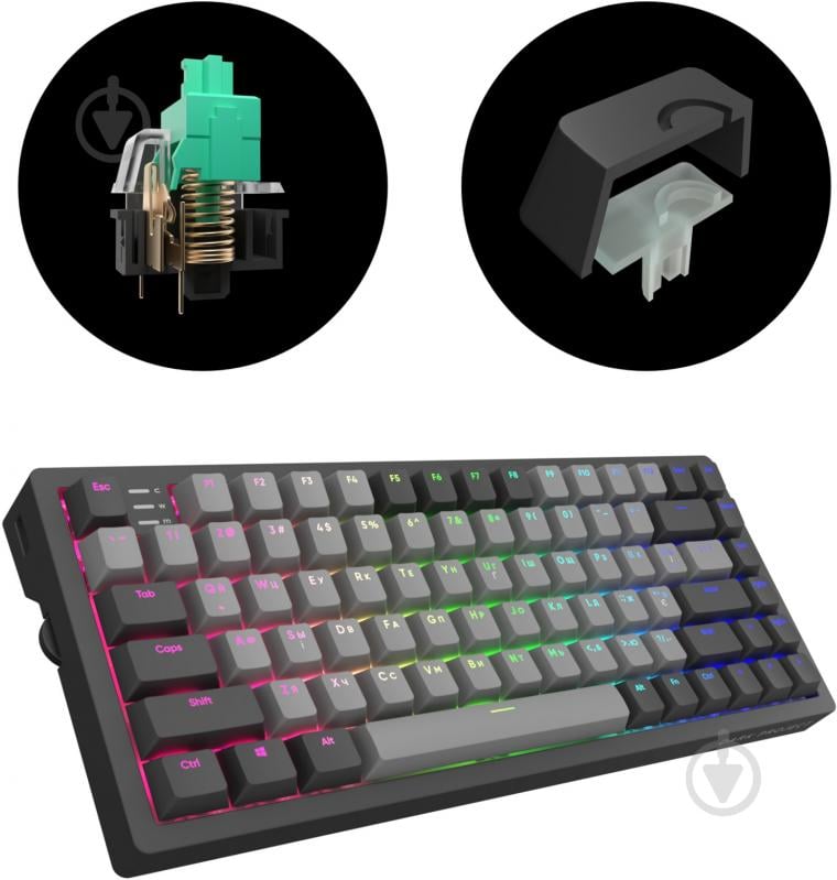 Клавиатура игровая Dark Project KD83A PBT Mech. Gateron Cap Teal (DP-KD-83A-004100-GTC) black - фото 6