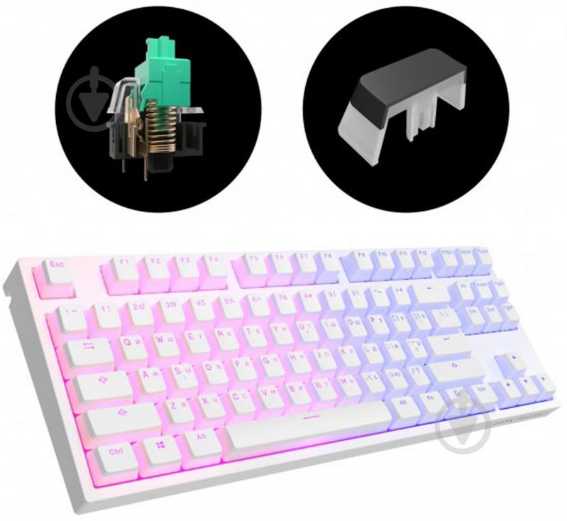 Клавіатура ігрова Dark Project KD87A Pudding Gateron Mechanical Cap Teal (DP-KD-87A-107700-GTC) white - фото 6