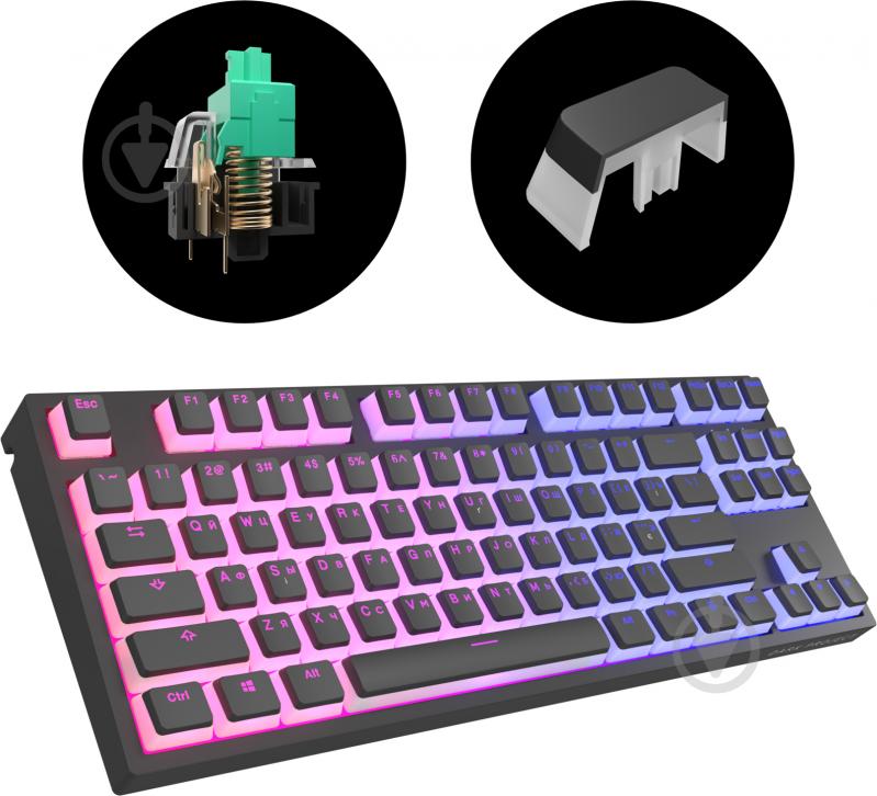 Клавиатура игровая Dark Project KD87A Pudding Gateron Mechanical Cap Teal (DP-KD-87A-007700-GTC) black - фото 6