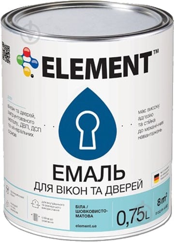 Емаль акрилова Element акрилова для вікон та дверей база С база під тонування шовковистий мат 0,75 л - фото 1