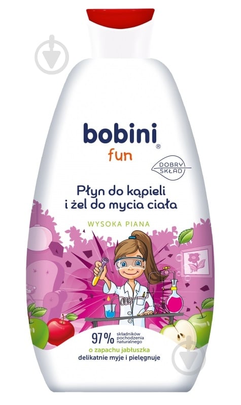 Дитячий гель для купання Bobini з ароматом яблука Fun 500 мл - фото 1