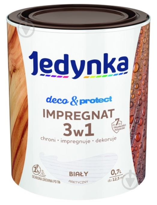 Антисептик Jedynka Deco & Protect Impregnat арктичний білий мат 0,7 л - фото 2