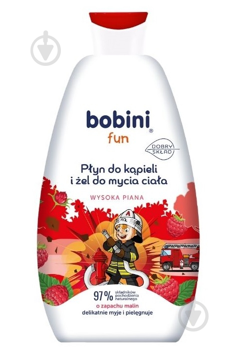 Детский гель для купания Bobini с ароматом малины Fun 500 мл - фото 1