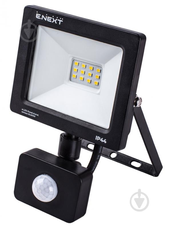 Прожектор с датчиком движения E.NEXT e.LED.flood.stand.sensor.10.6000 10 Вт IP44 черный l0790010 - фото 1
