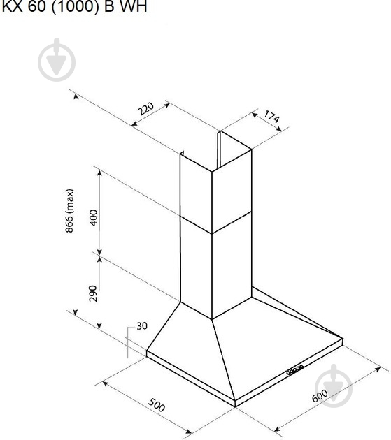 Вытяжка Pyramida KX 60 (1000) B WH - фото 7 Вытяжка Pyramida KX 60 (1000) B WH - фото 7