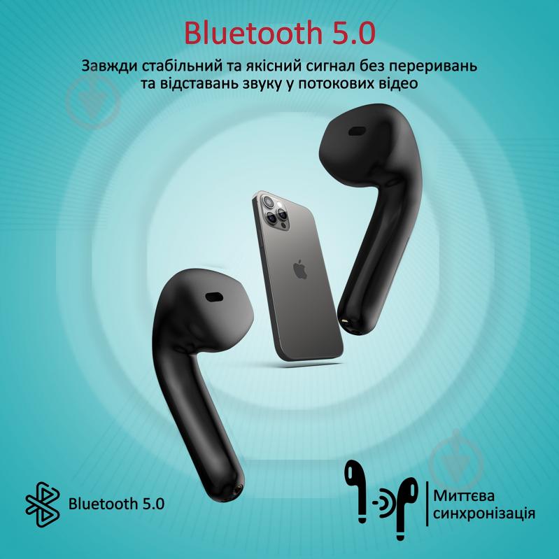Наушники Promate FreePods Bluetooth 5.0 black (freepods.black) - фото 2