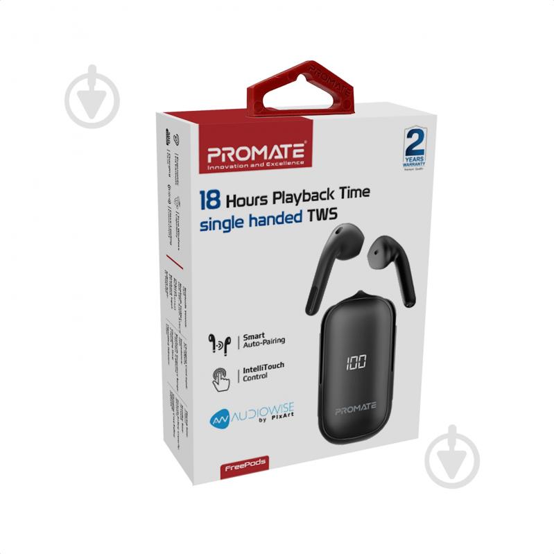 Наушники Promate FreePods Bluetooth 5.0 black (freepods.black) - фото 7