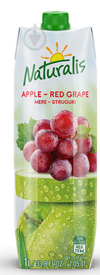 Напій соковий Naturalis яблучно-виноградний 1 л - фото 1