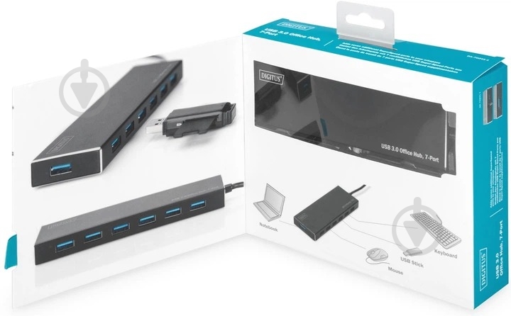 USB-хаб Digitus USB 3.0 Office Hub 7-in-1 черный (DA-70241-1) - фото 4