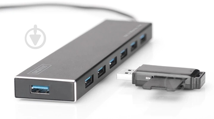 USB-хаб Digitus USB 3.0 Office Hub 7-in-1 черный (DA-70241-1) - фото 3
