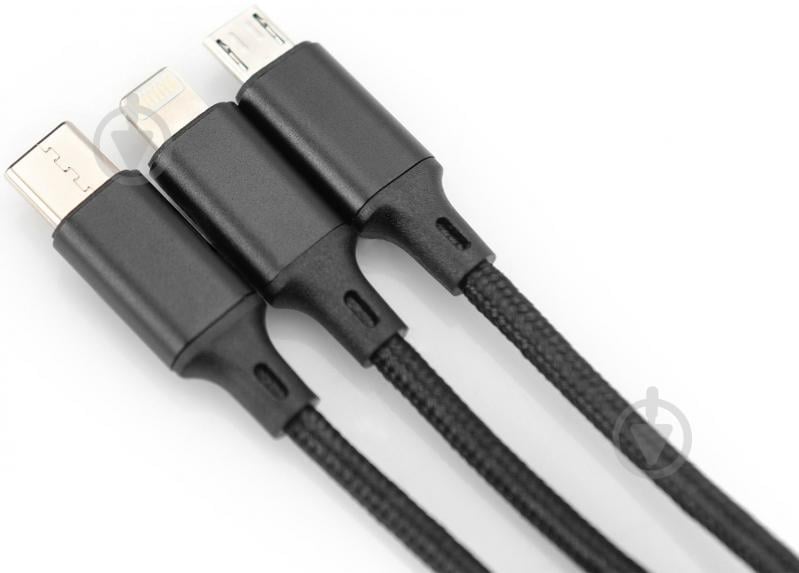 Кабель Digitus USB-A - Lightning/USB-С/micro USB 1 м черный (AK-300160-010-S) - фото 2