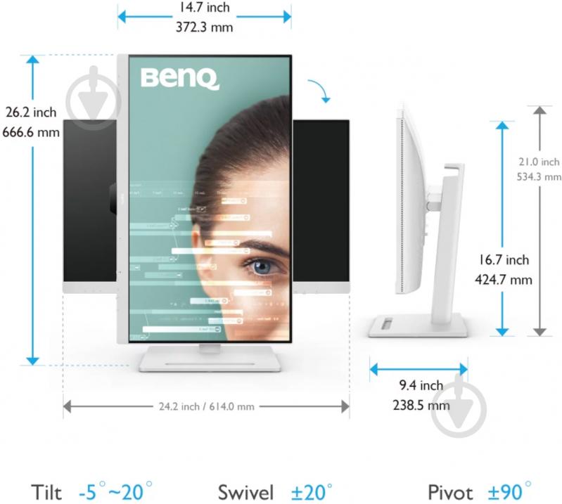 Монитор BenQ GW2790QT 27" (9H.LLGLA.TBE) - фото 8