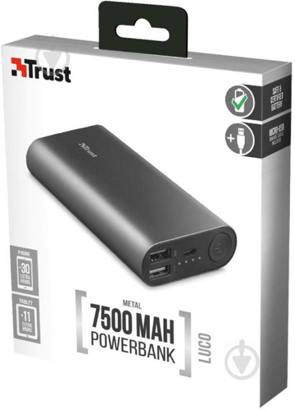 Повербанк Trust 7500 mAh (23142) luco metal - фото 4