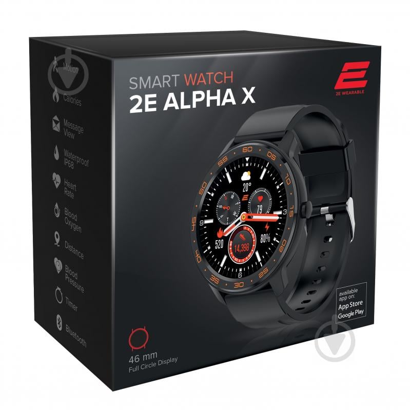 Смарт-часы 2E Alpha X 46 mm black/orange (2E-CWW30BKOR) - фото 3