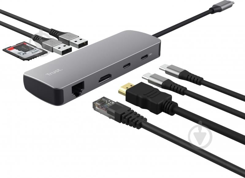 Адаптер Trust Dalyx 8in1 USB-C> 1xUSB-А 3.2/USB-A 2.0/2xUSB-С/HDMI/Ehernet/SD/microSD (25672_TRUST) - фото 7