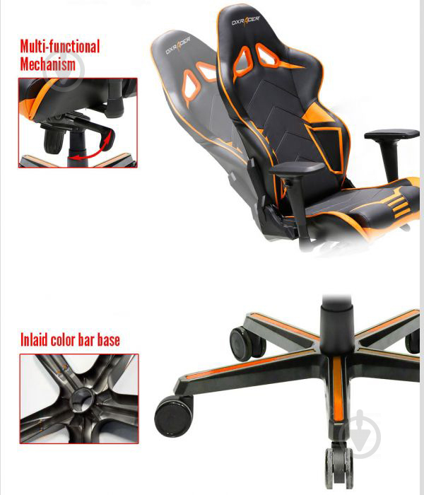 Кресло DXRacer IRON OH/IS11/NO черный/оранжевый - фото 8