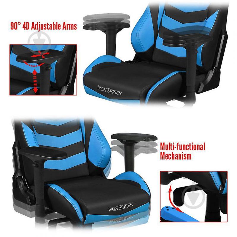 Кресло DXRacer IRON OH/IS166/NB черный/голубой - фото 8