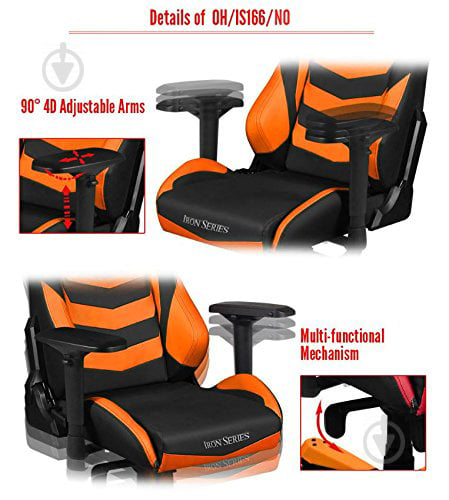 Кресло DXRacer IRON OH/IS166/NO черный/оранжевый - фото 8