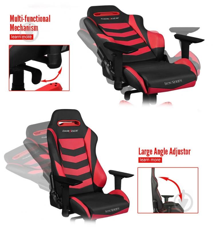 Кресло DXRacer IRON OH/IS166/NR черный/красный - фото 7