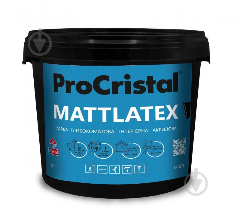 Фарба акрилова ProCristal Mattlatex ІР-232 мат білий 5 л - фото 1 Фарба акрилова ProCristal Mattlatex ІР-232 мат білий 5 л - фото 1