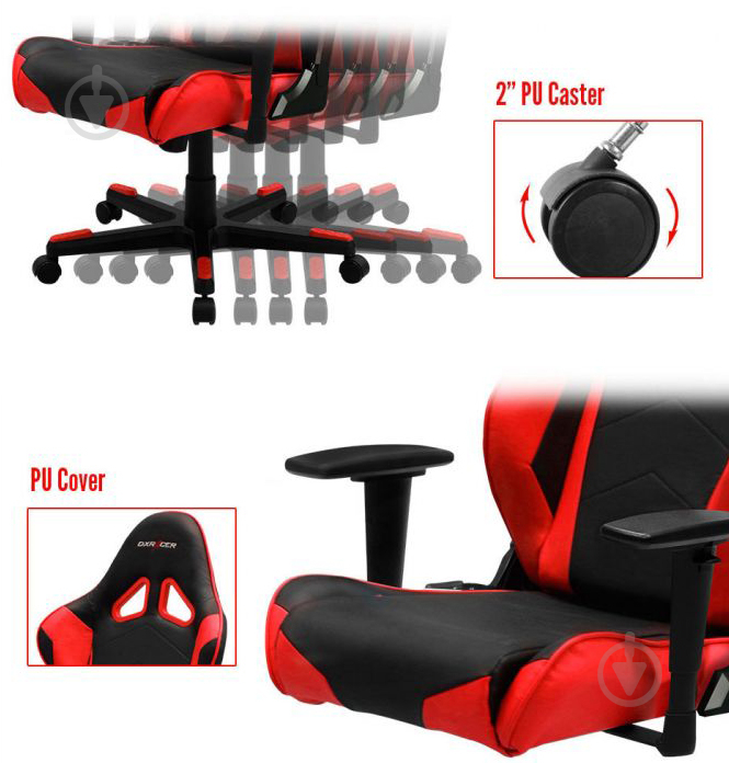 Крісло DXRacer RACING OH/RE0/NR чорний/червоний - фото 8