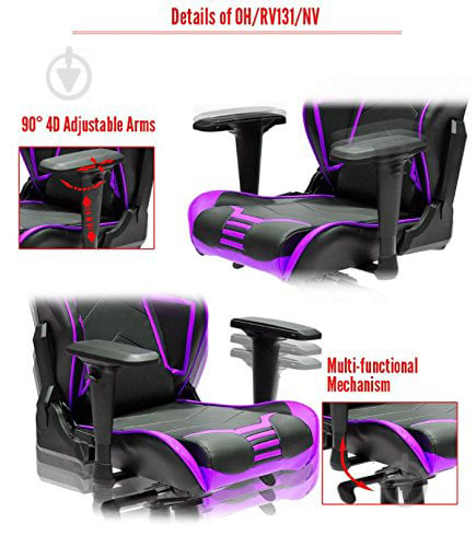 Кресло DXRacer RACING OH/RV131/NV черный/фиолетовый - фото 6