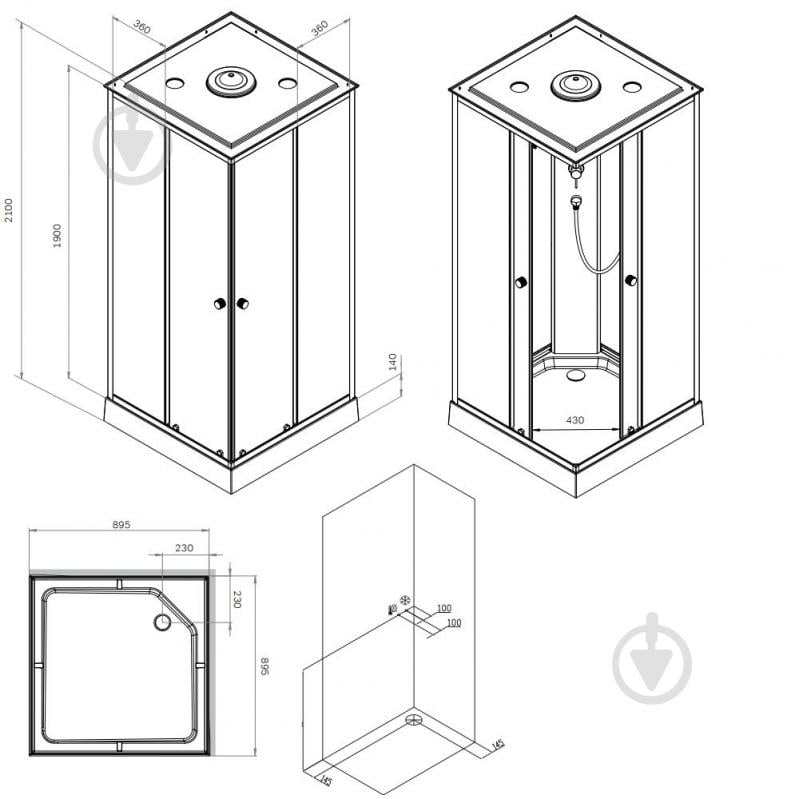 Душова кабіна AM.PM X-Joy Square W94C-403-090BT 90x90 см, без гідромасажу - фото 8