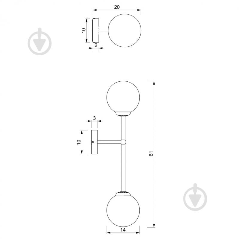 Світильник настінний Milagro Lighting POP 2xE14 2x40Вт Вт E14 чорний MLP7843 - фото 2