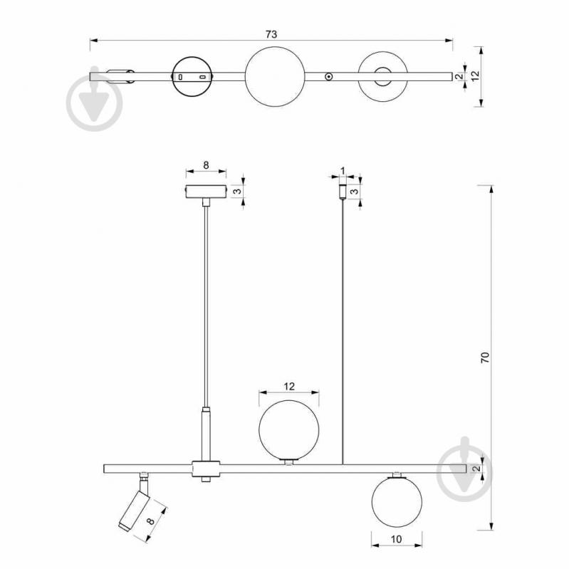 Світильник підвісний Milagro Lighting SIRIO 3xG9 3x3 Вт G9 чорно-білий MLP8407 - фото 2