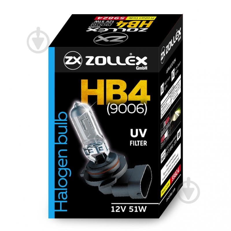 Автолампа галогенна Zollex HB4 (9006) 12V 51W 59824 HB4 51 Вт 1 шт. - фото 1