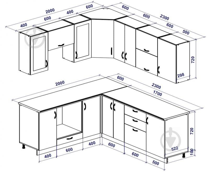 Кухня модульна Дуб Цинамон МДФ 2,3 мx2 м - фото 4