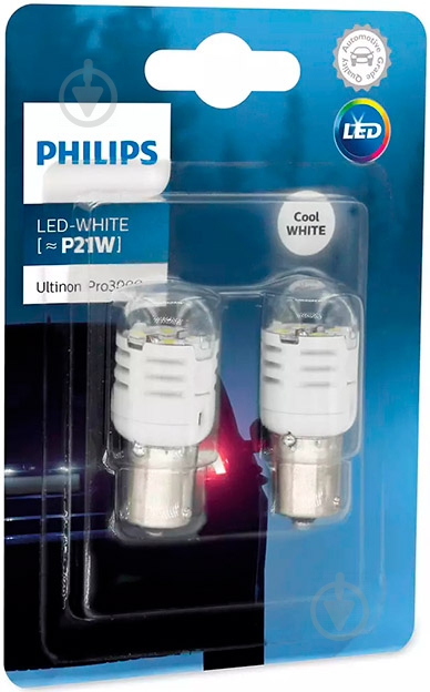 Автолампа світлодіодна Philips Ultinon Pro3000 P21W 1,75 Вт 2 шт.(11498U30CWB2) - фото 3