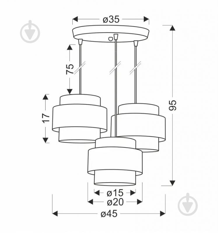 Люстра підвісна Candellux Juta 3x40 Вт E27 білий/коричневий 33-18069 - фото 2