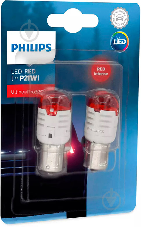 Автолампа светодиодная Philips Ultinon Pro3000 P21W 1,75 Вт 2 шт.(11498U30RB2) - фото 3